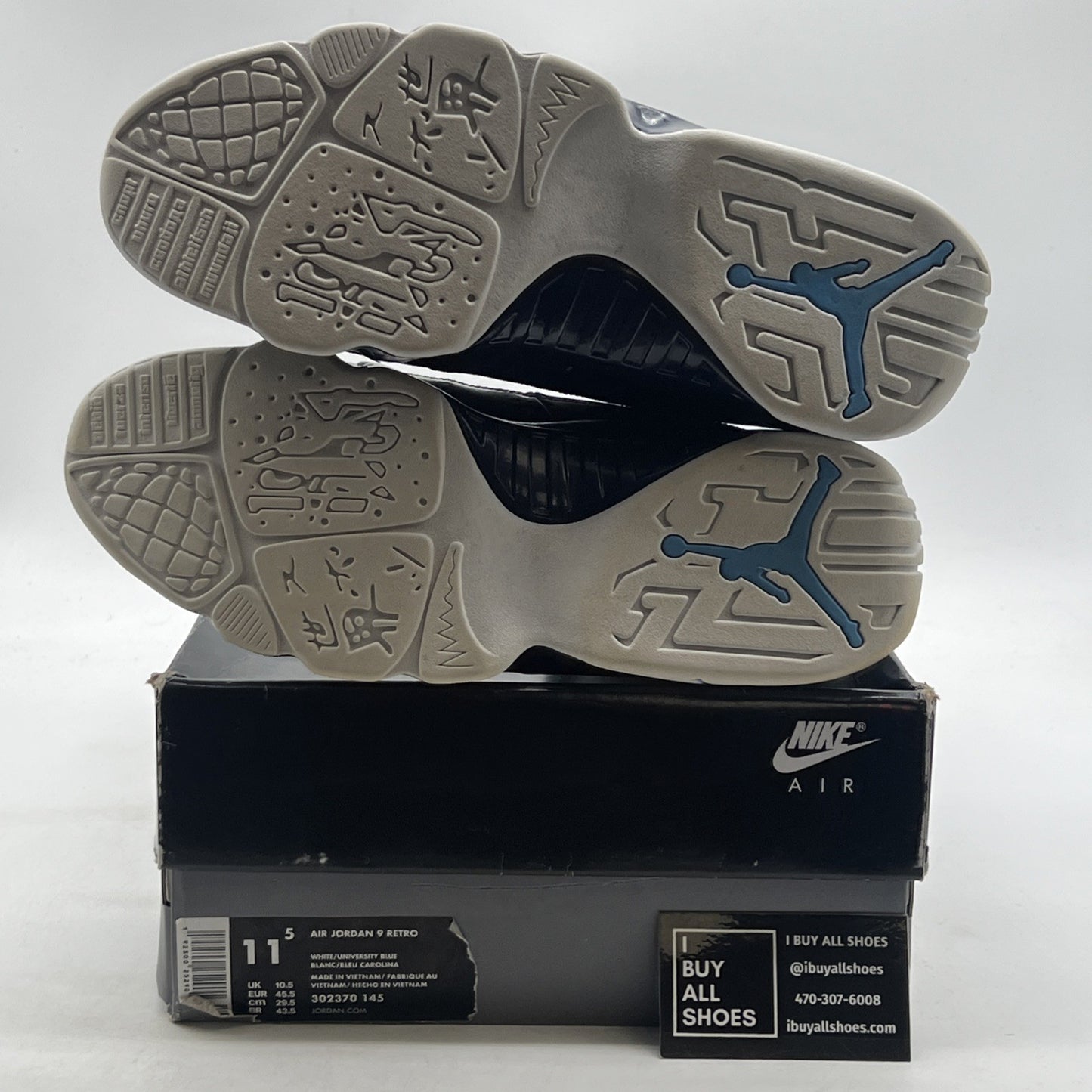 Size 11.5 - Air Jordan 9 Retro UNC (302370-145)