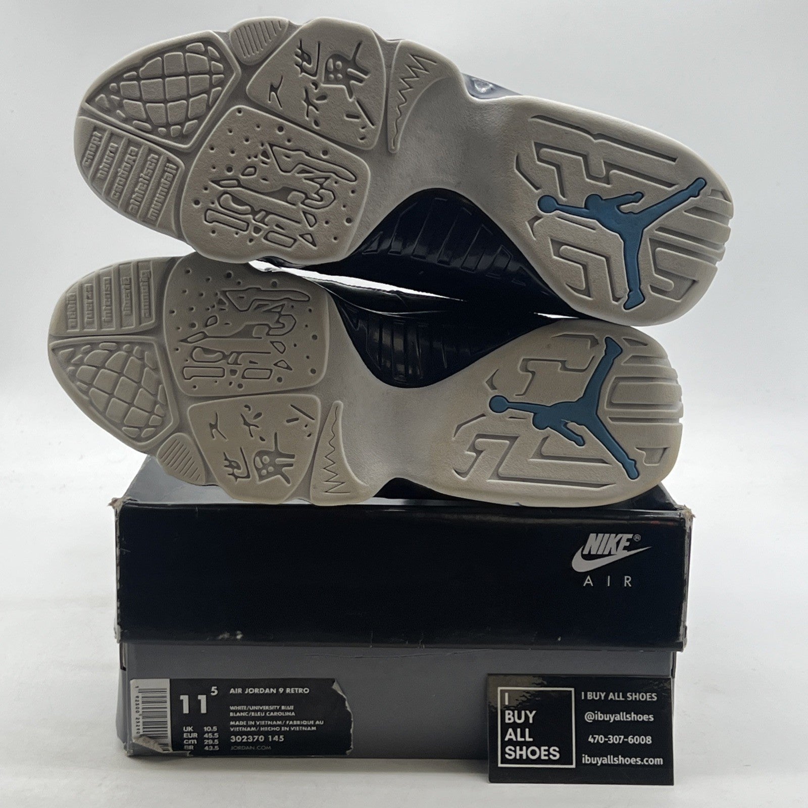 Size 11.5 - Air Jordan 9 Retro UNC (302370-145)