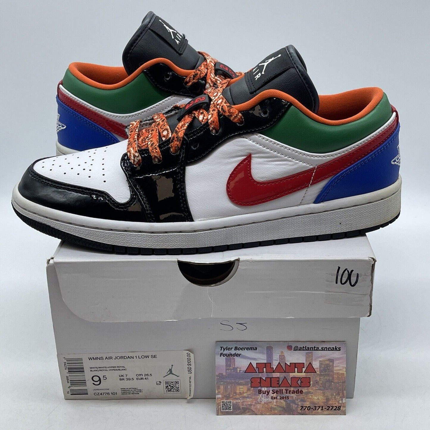 Size 8W - Air Jordan 1 Low Multi-Color Black White Green Blue (CZ4776-101)