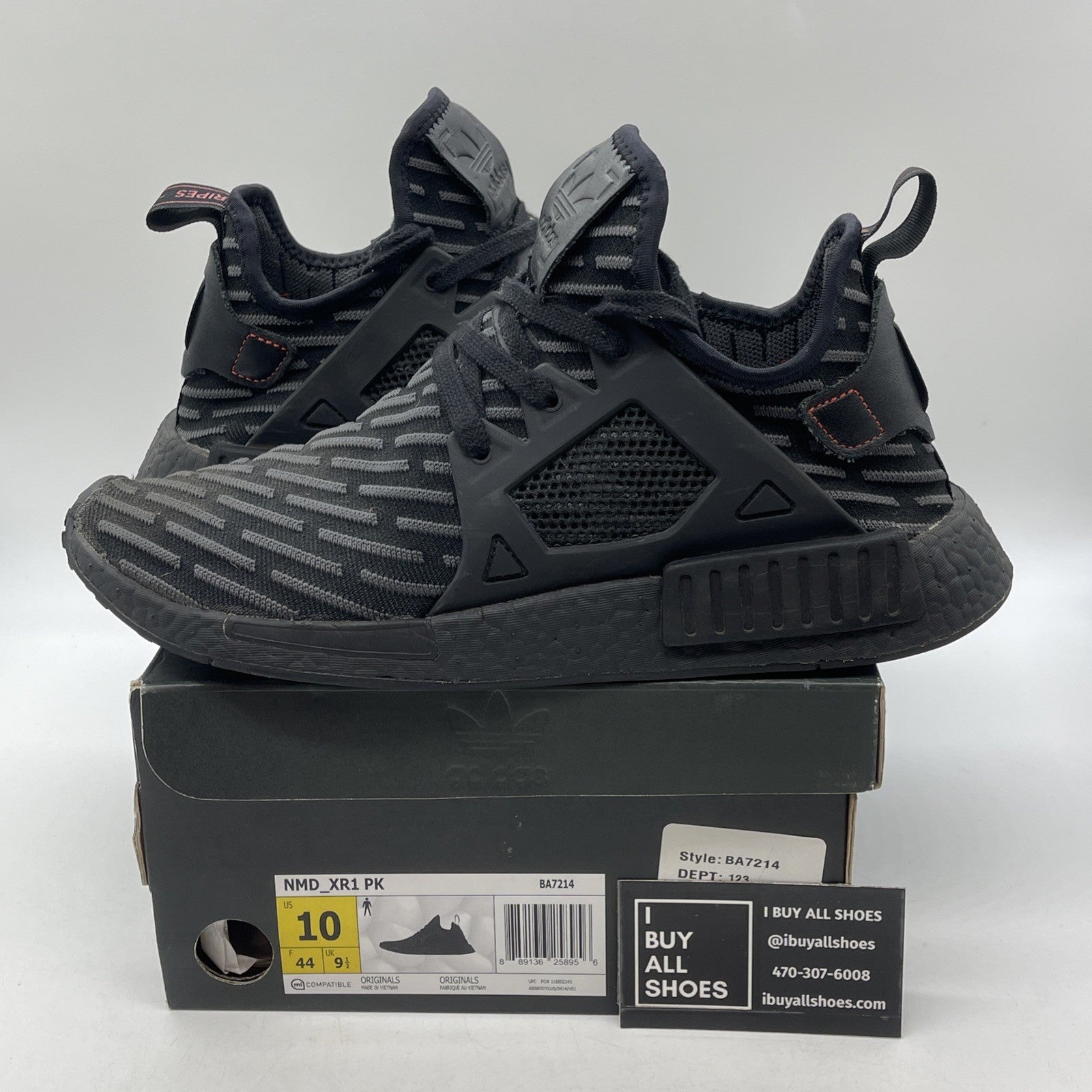 Size 10 - adidas NMD_XR1 Primeknit Triple Black Suede Leather (BA7214)