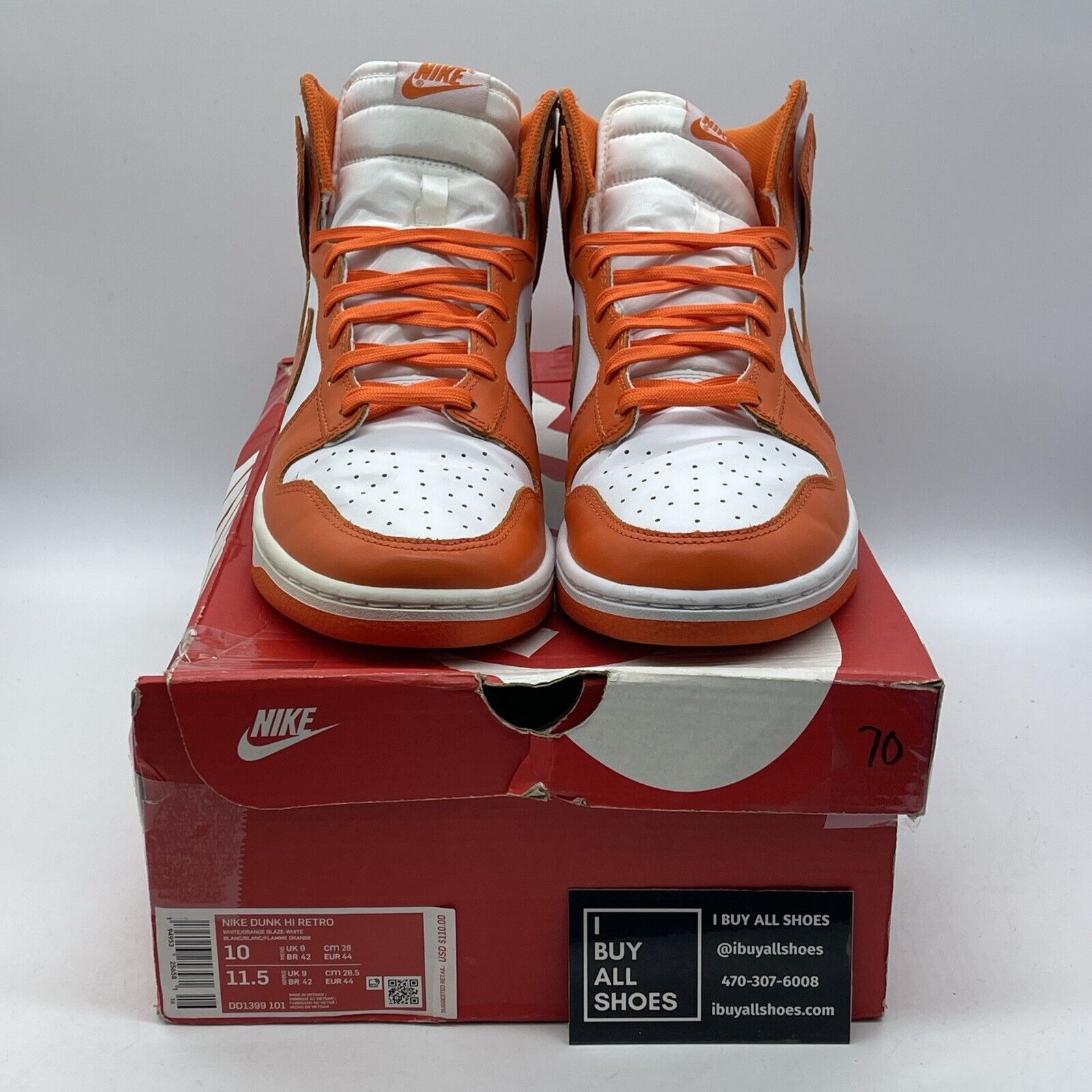 Size 10 - Nike Dunk SP 2021 High Syracuse Orange White Leather (DD1399-101)