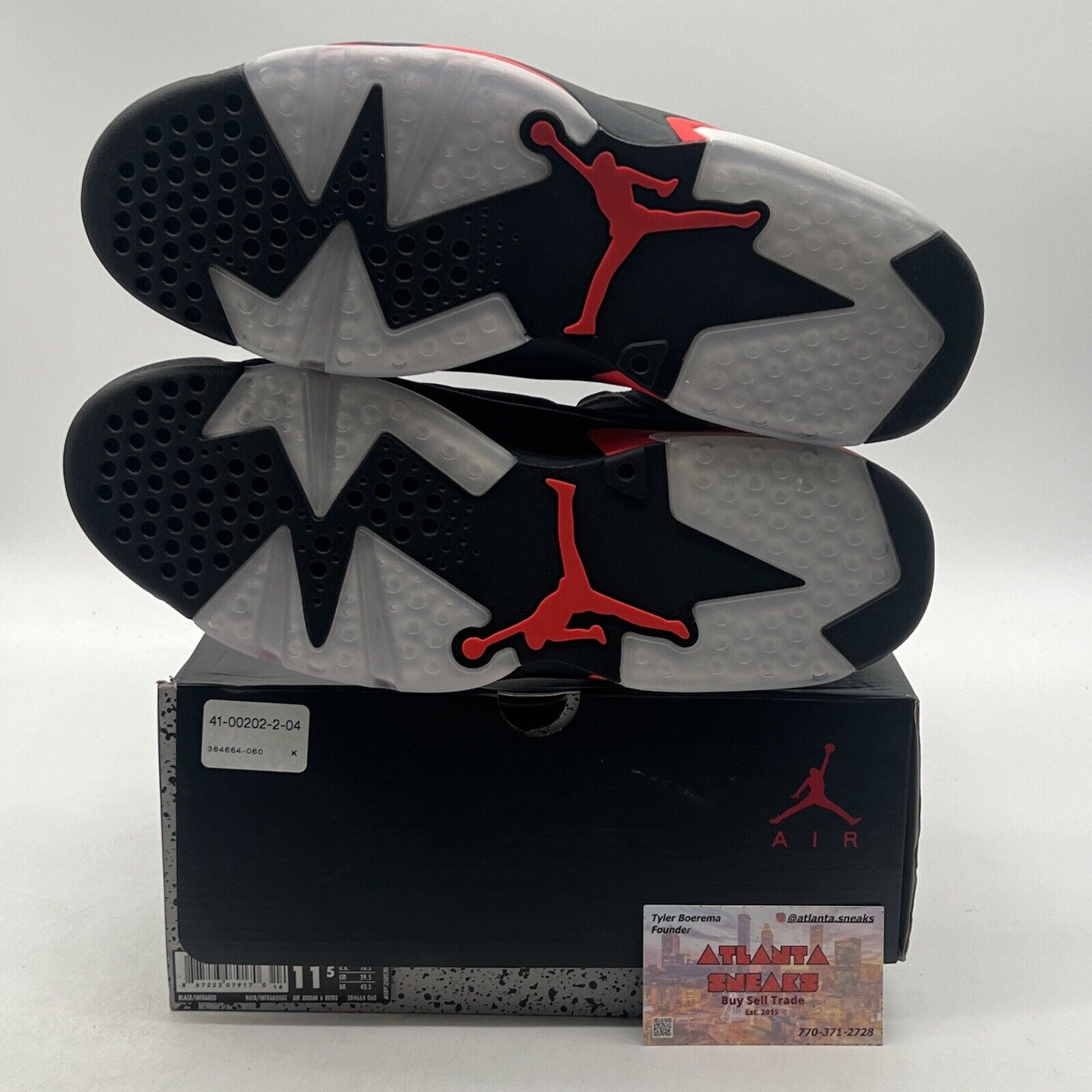 Size 11.5 - Jordan 6 Retro Mid Infrared Black Red Suede (384664-060)