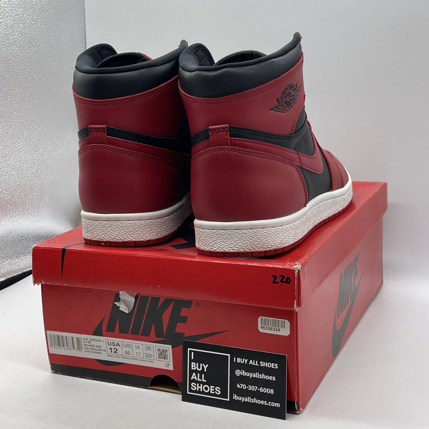 Size 12 - Jordan 1 Retro High 85 Varsity Red Black White Leather (BQ4422-600)