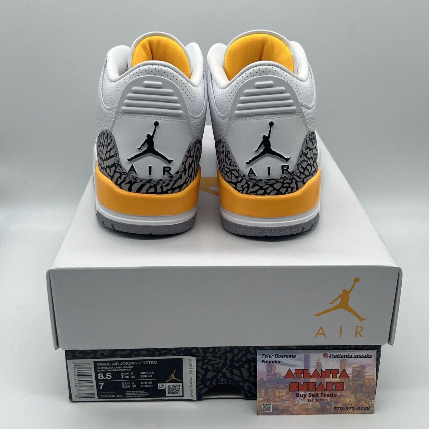 Size 8.5w - Jordan 3 Retro Laser Orange 2020 Brand New Og All Black Yellow