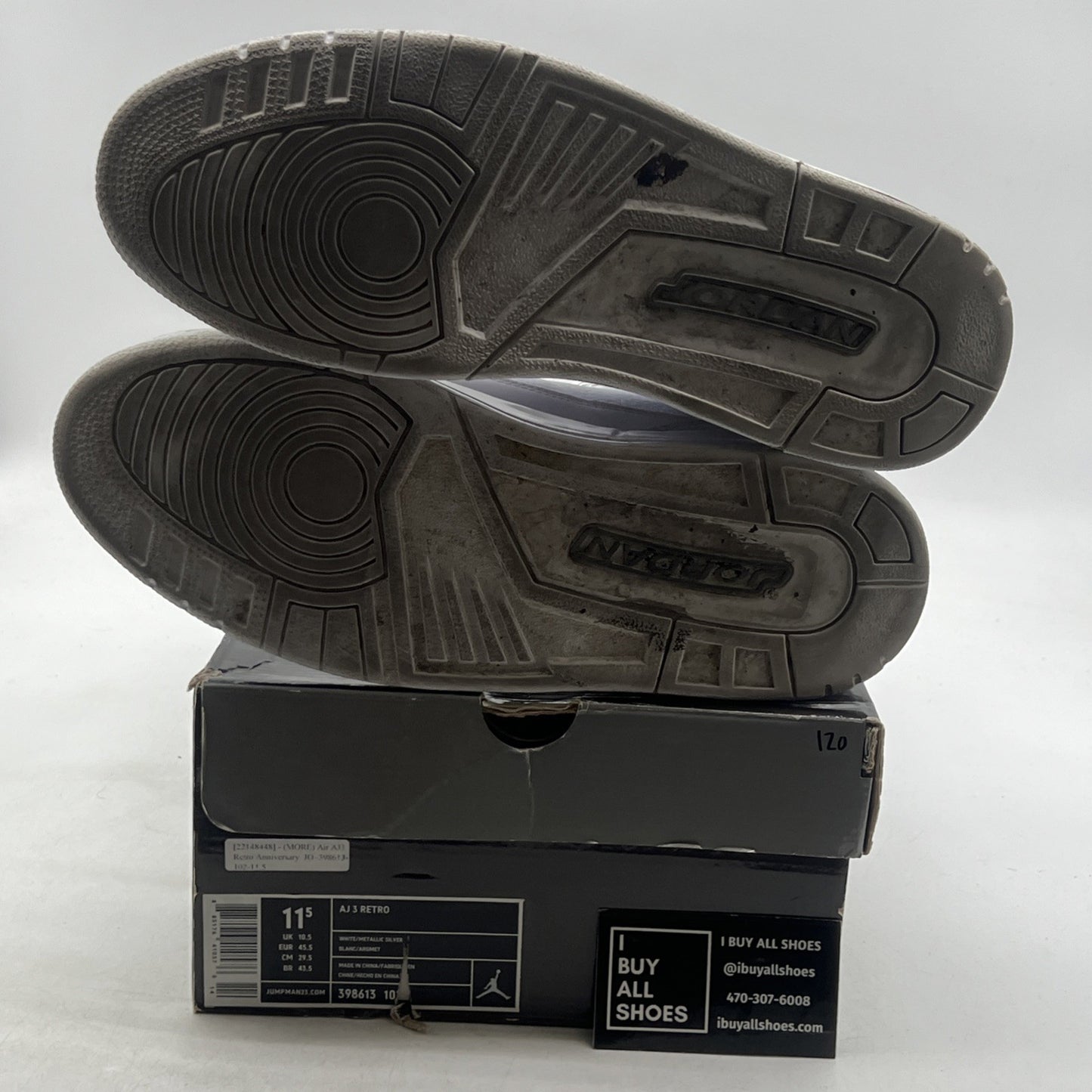 Size 11.5 - Air Jordan 3 Retro Silver Anniversary (398613-102)