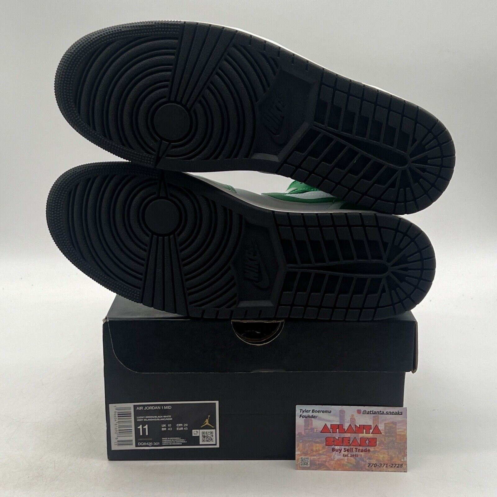 Size 11 - Air Jordan 1 Mid Lucky Green White Black Leather (DQ8426-301)