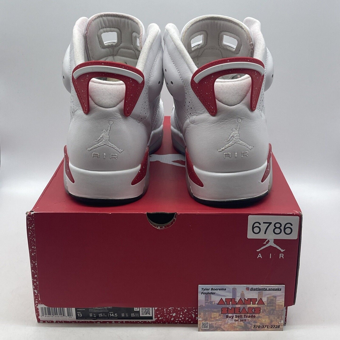 Size 13 - Jordan 6 White and University Red 2022 Leather (CT8529-162)