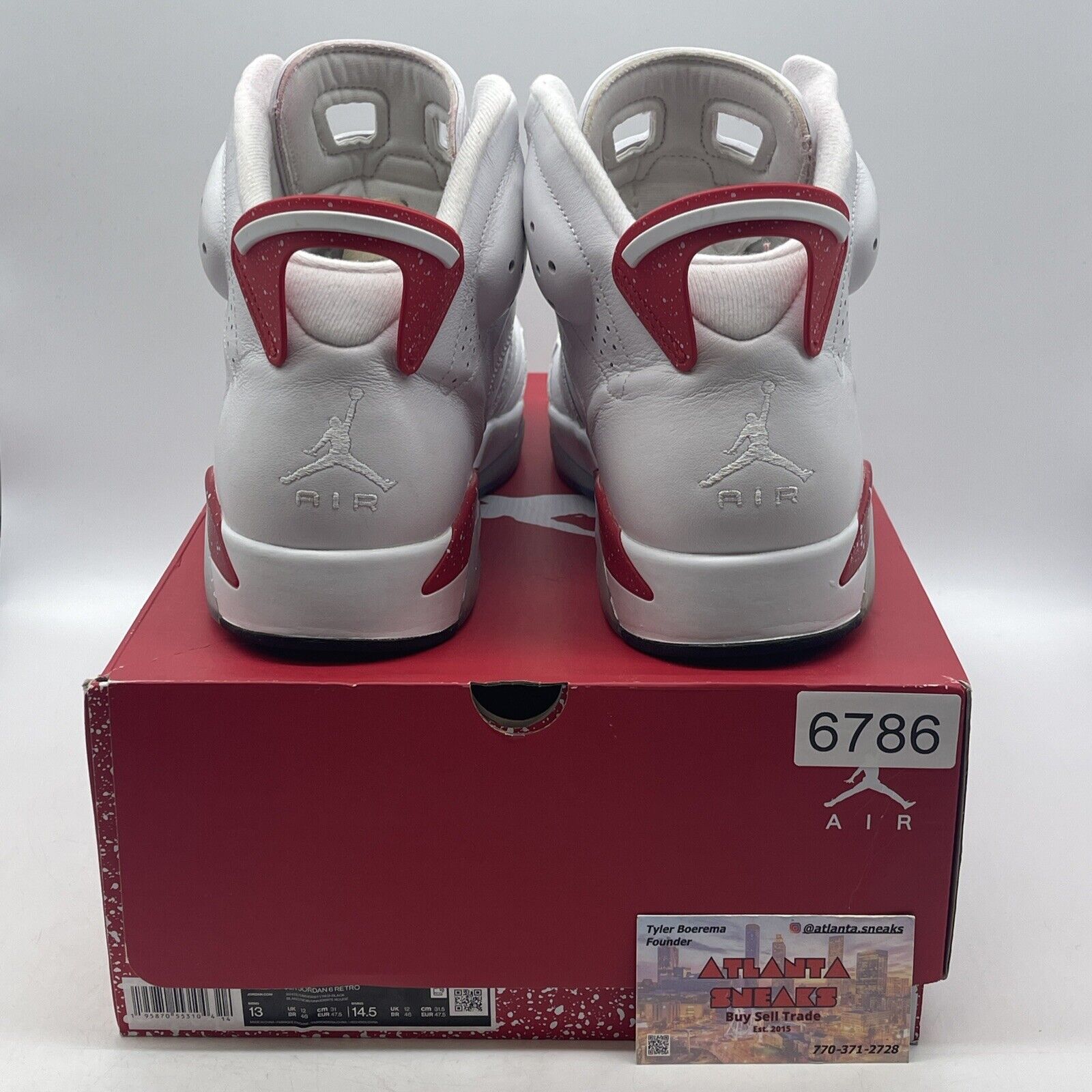 Size 13 - Jordan 6 White and University Red 2022 Leather (CT8529-162)