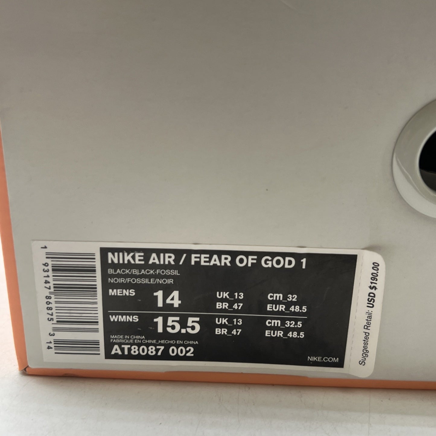 Size 14 - Nike Air Fear Of God Raid Black (AT8087-002)