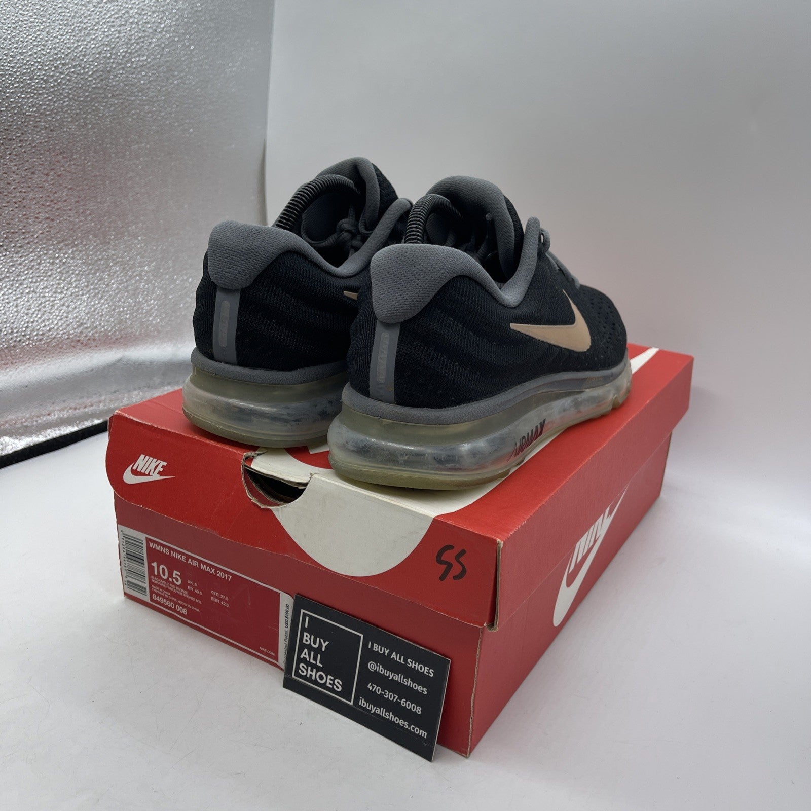 Size 10.5W - Nike Air Max 2017 Black Pink (849560-008)