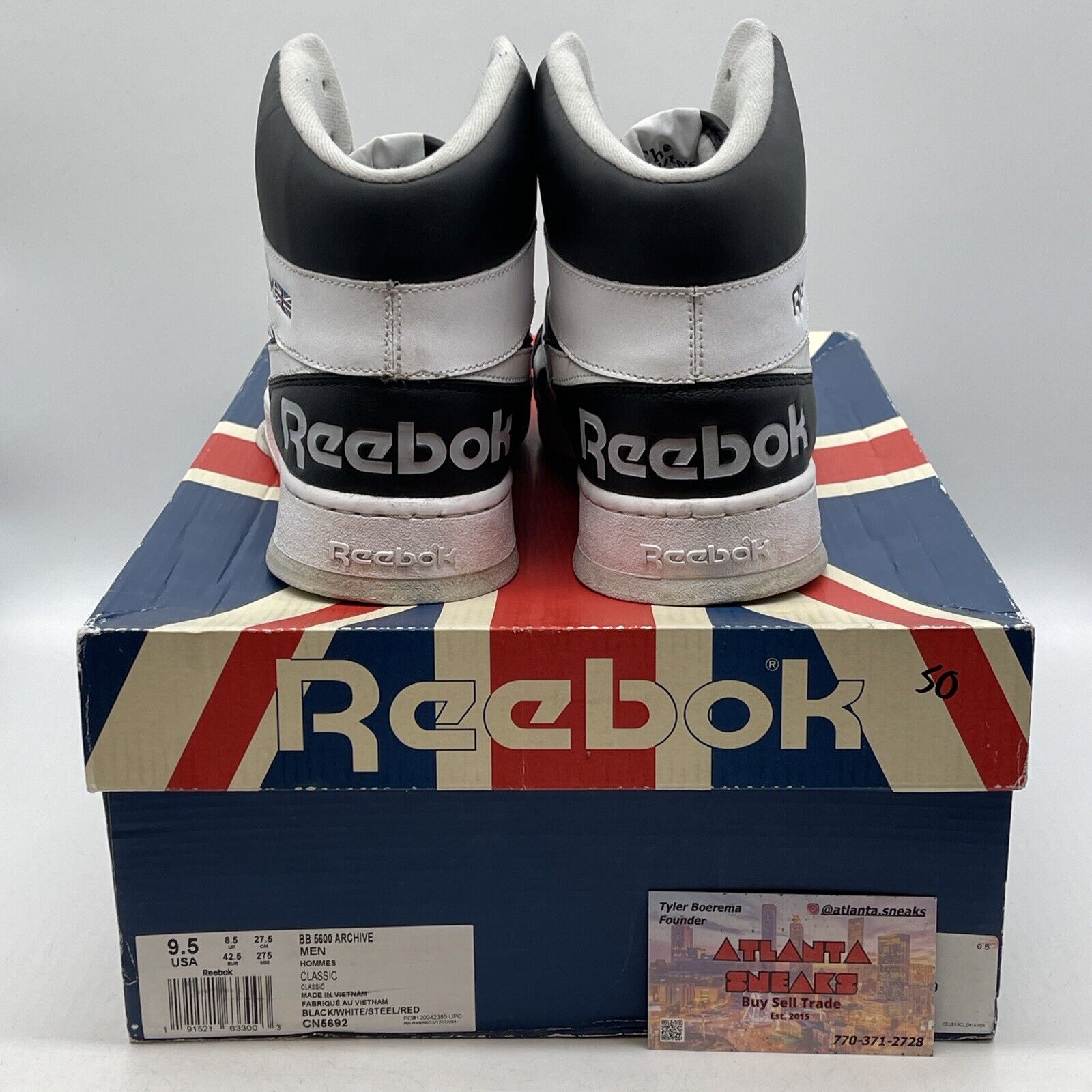 Size 9.5 - Reebok BB 5600 Archive Black White Grey Leather (CN5692)