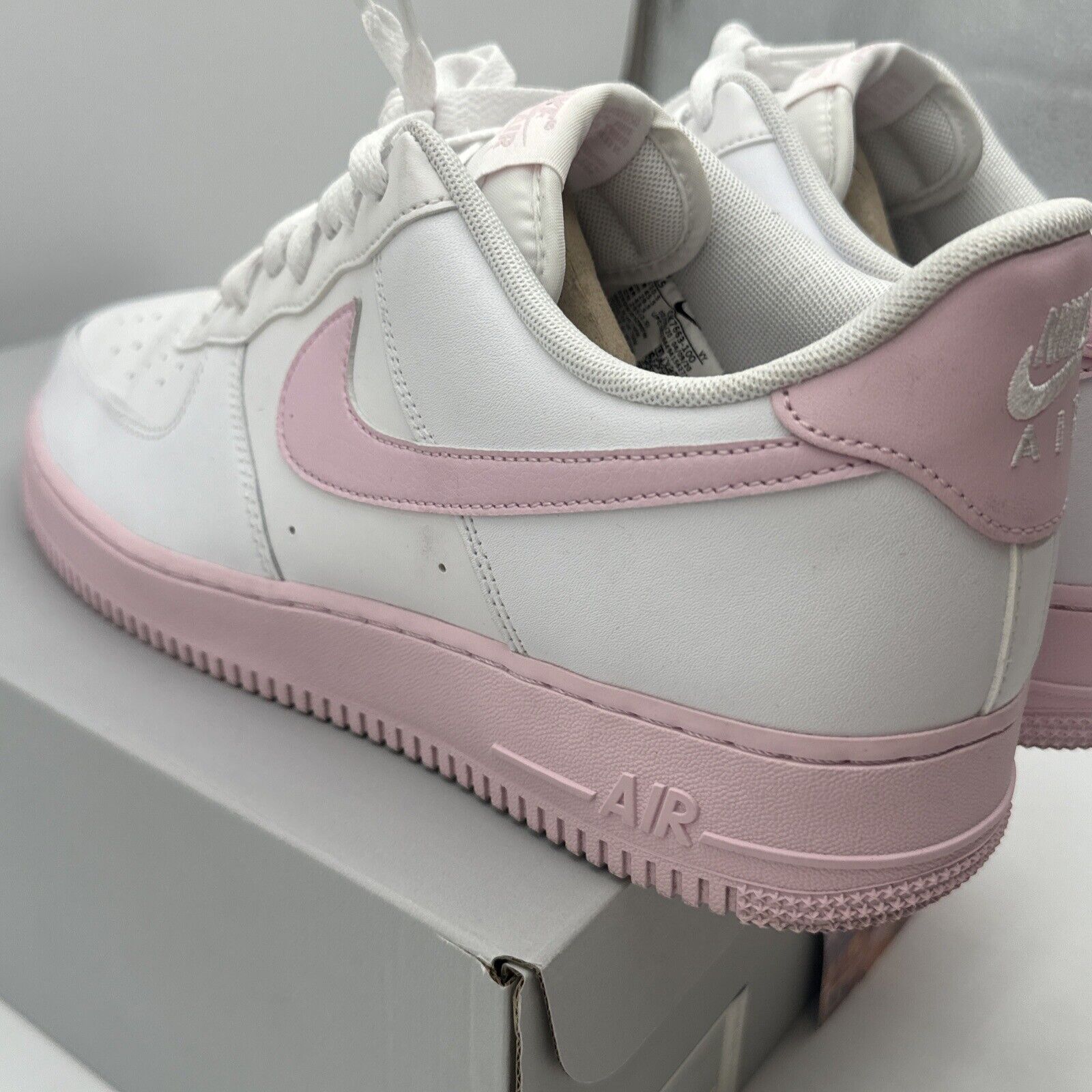 Size 11.5 - Nike Air Force 1 '07 Low White Pink Sole Leather Easter Rare Colorwa