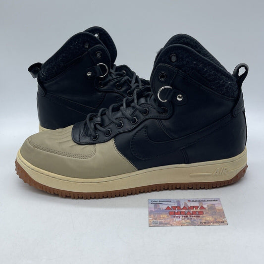 Size 12 - Nike Air Force 1 Black Leather Brown Suede (444745-003)