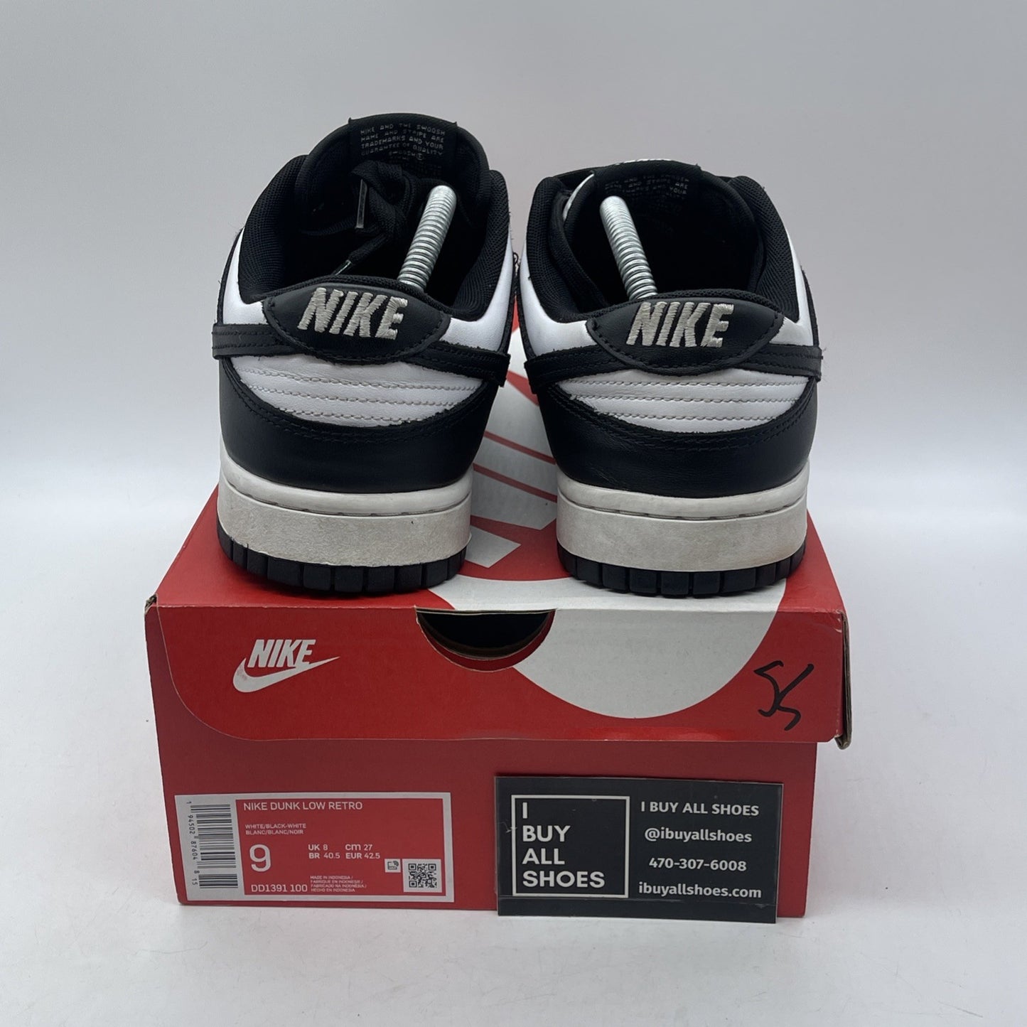 Size 9 - Nike Dunk Low Black White Leather (DD1391-100)