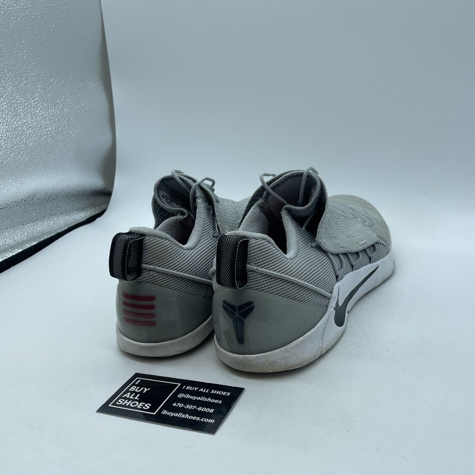 Size 8 - Nike Kobe A.D. NXT Wolf Grey Black Red White Suede (882049-002)