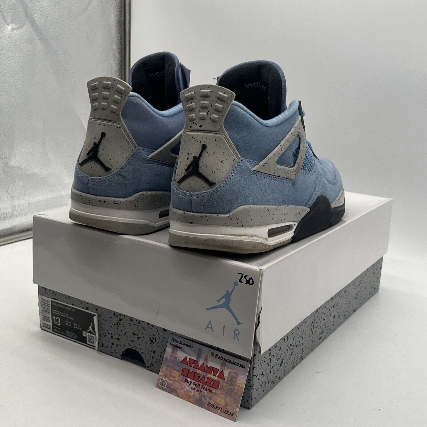 Size 13 - Jordan 4 Retro Mid University Blue Black Grey Suede (CT8627-400)