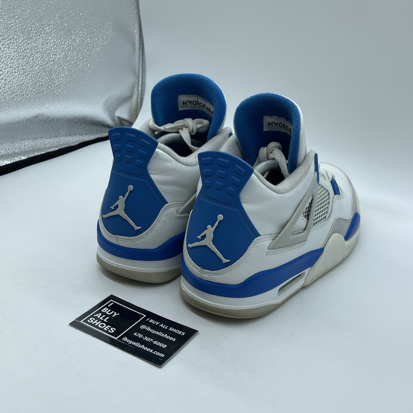 Size 9 - Jordan 4 Retro Military Blue 2012 White Grey Leather (308497-105)