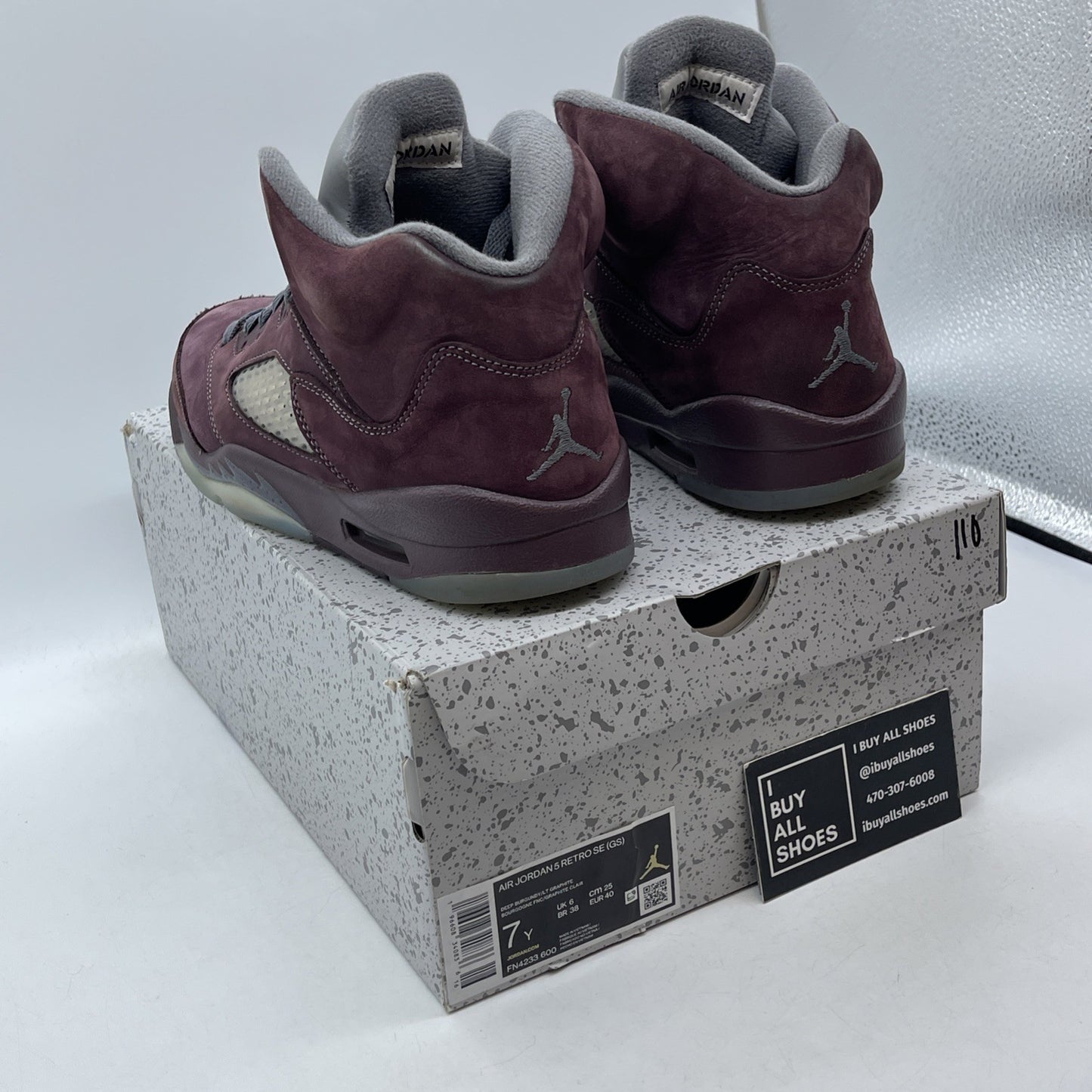 Size 7Y (GS) - Jordan 5 Retro SE 2023 Mid Burgundy Grey Suede (FN4233-600)