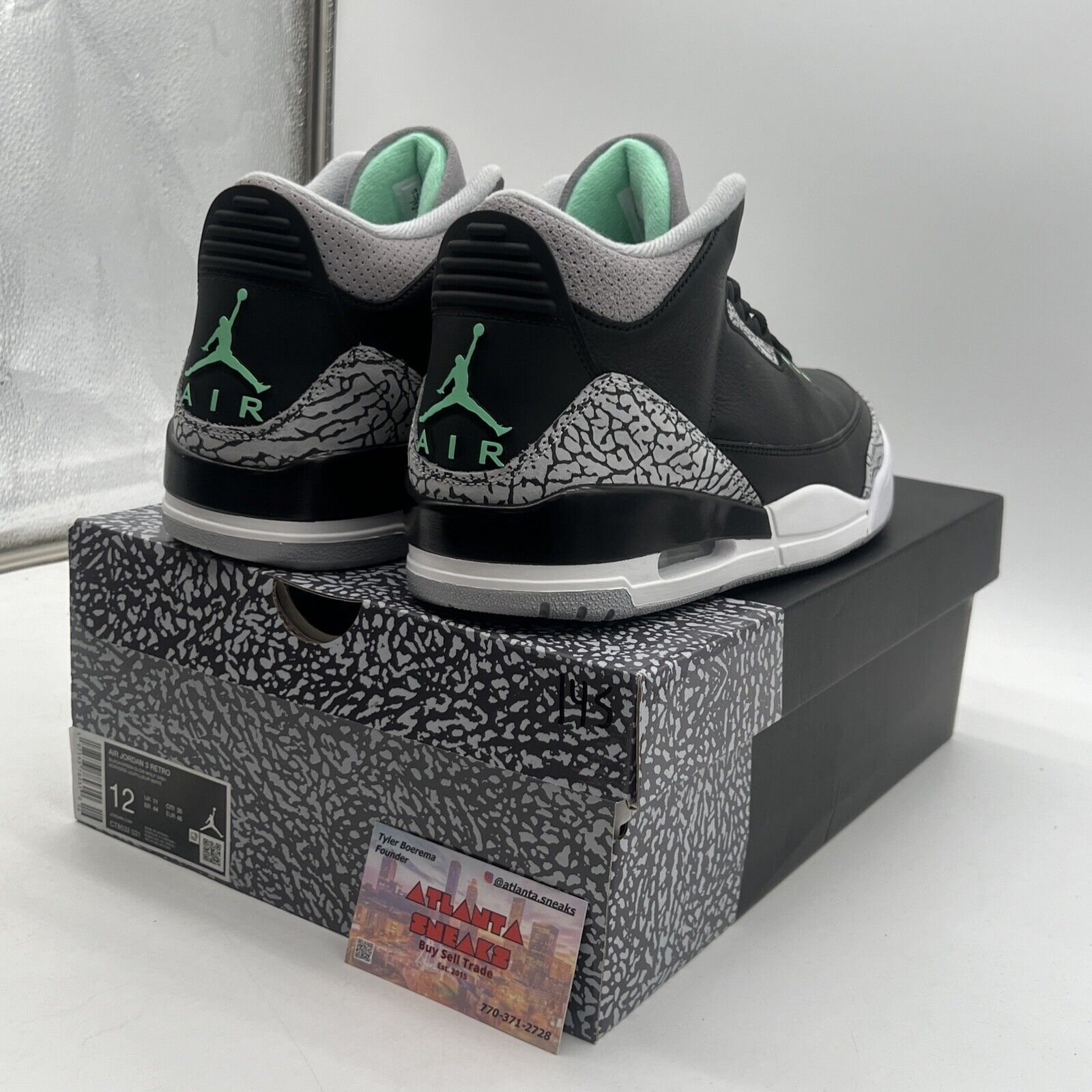 Size 12 - Air Jordan 3 Retro Green Glow Black White Mint Leather (CT8532-031)