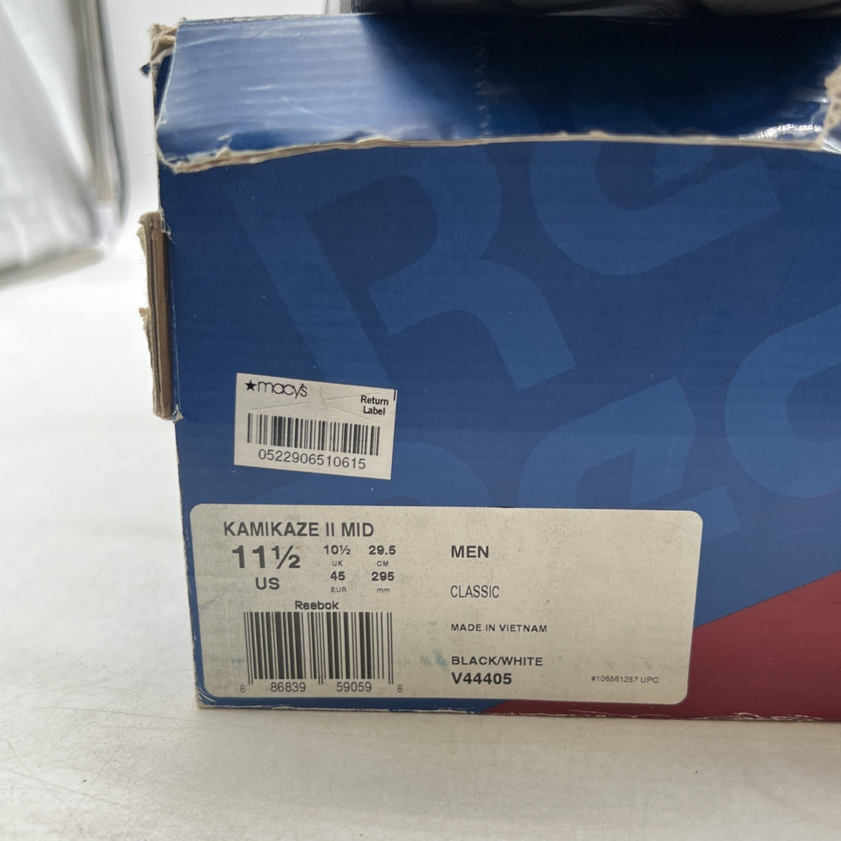 Size 11.5 - Reebok Kamikaze 2 Retro 2013 Black White (V44405)
