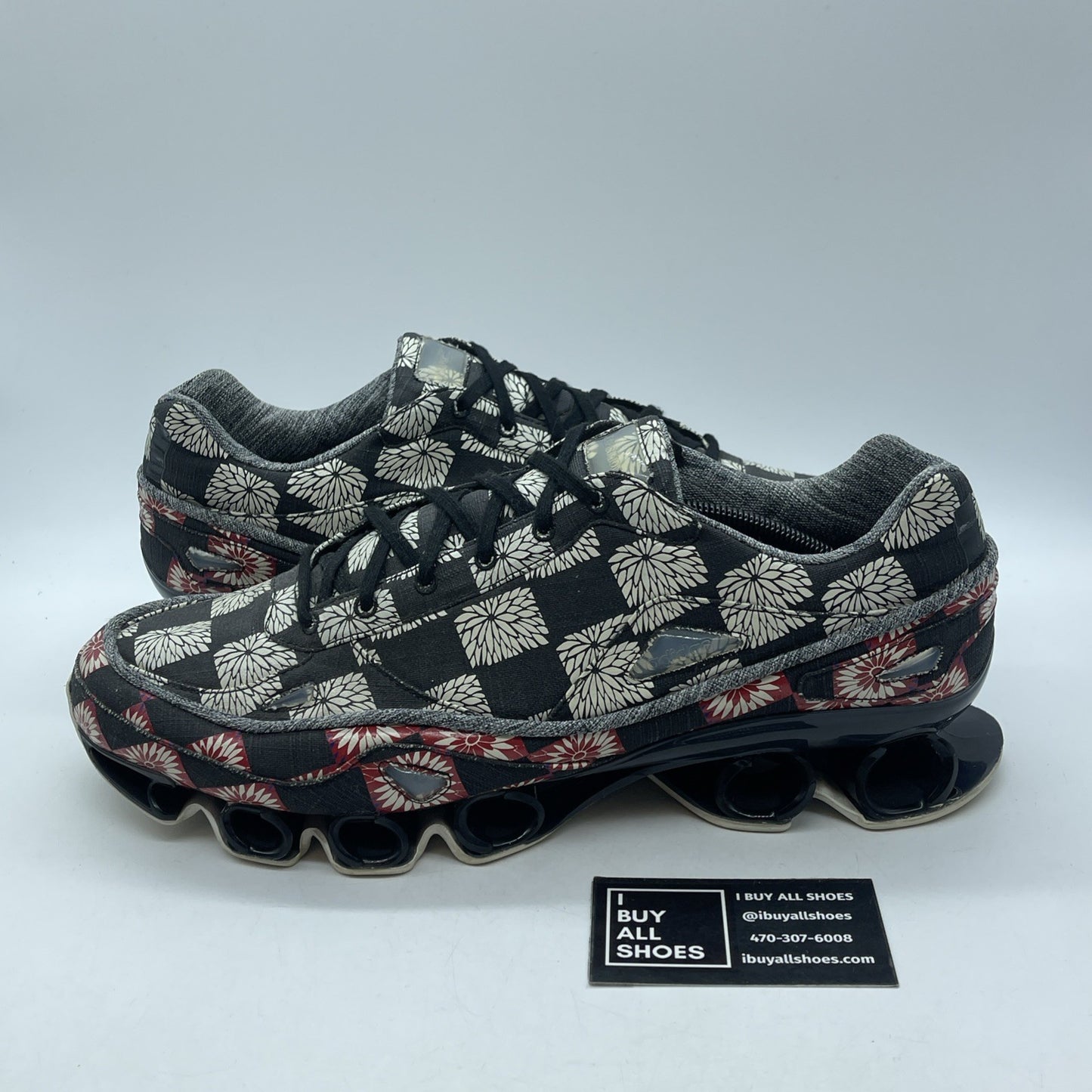 Size 13 - adidas Raf Simons Bounce Black White Red Suede Leather (B24080)