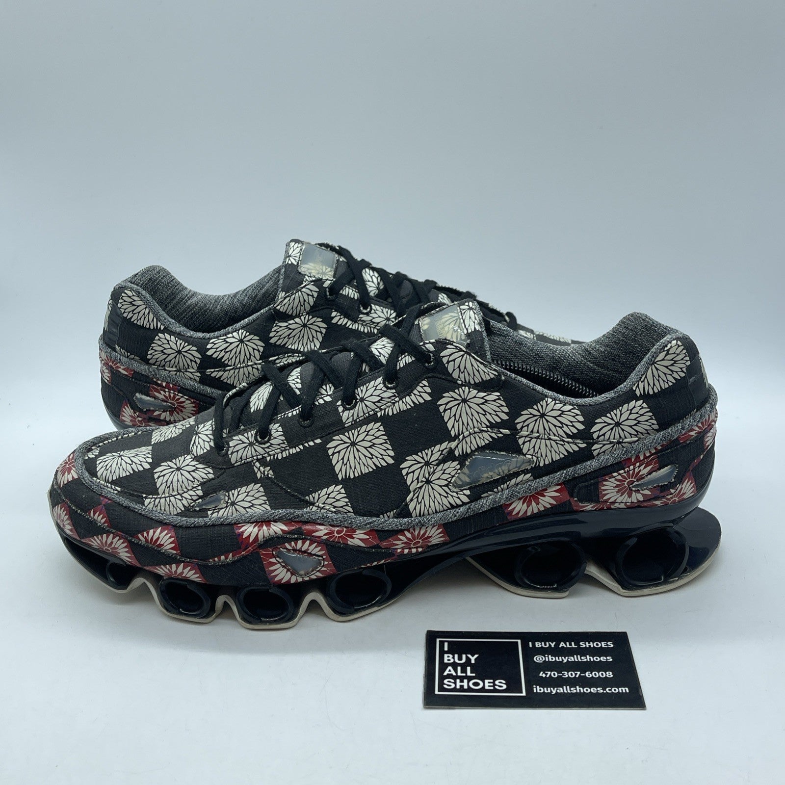 Size 13 - adidas Raf Simons Bounce Black White Red Suede Leather (B24080)