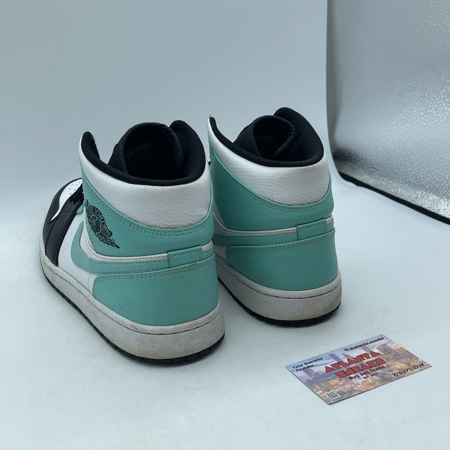 Size 11 - Air Jordan 1 Mid Tropical Twist Blue Hire Black Leather (554724-132)