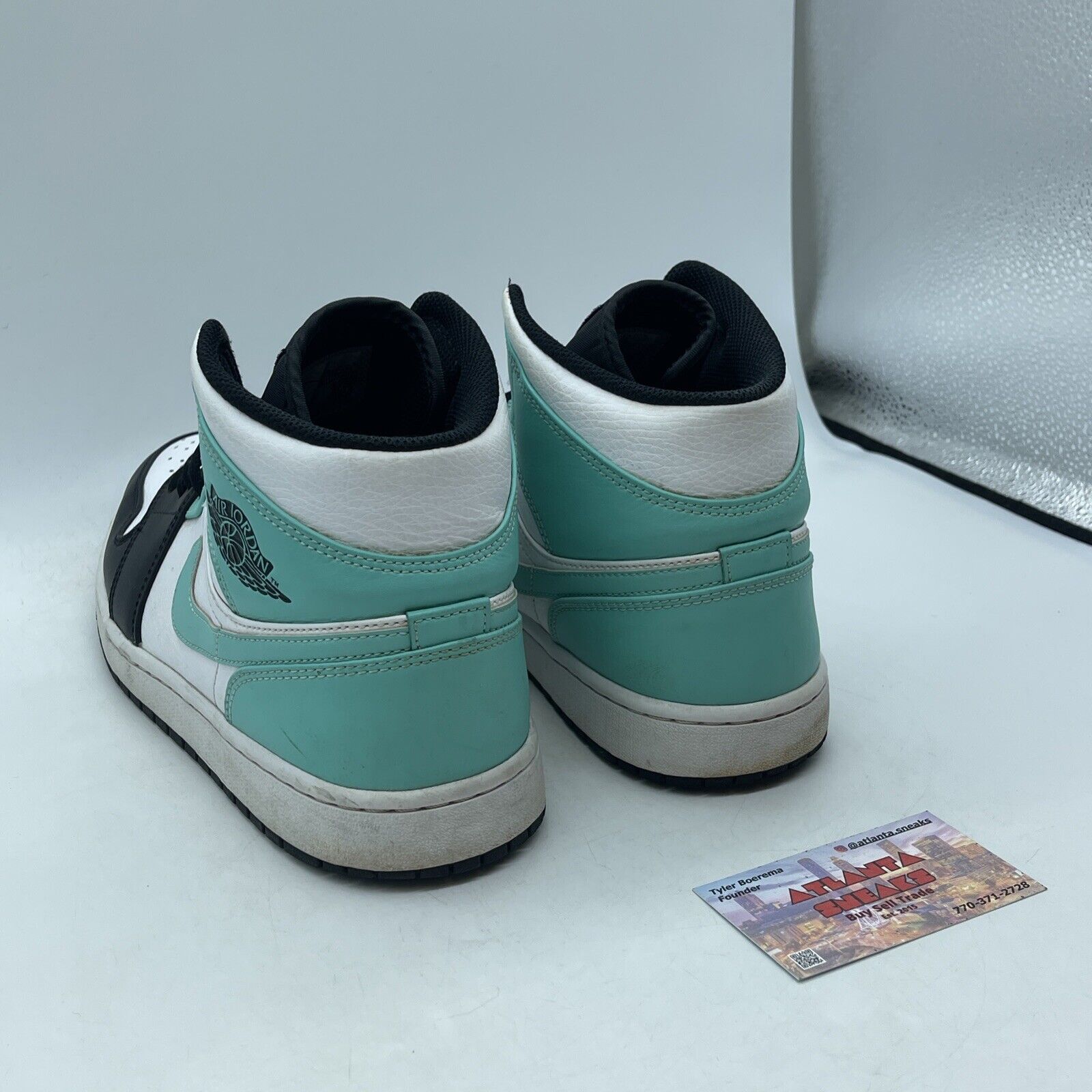 Size 11 - Air Jordan 1 Mid Tropical Twist Blue Hire Black Leather (554724-132)