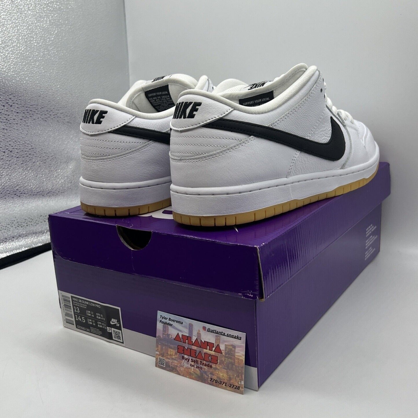 Size 13 - Nike SB Dunk White Gum : CD2563-101 Brand New Black White