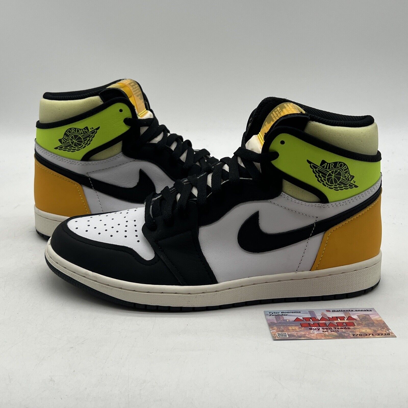 Size 10 - Jordan 1 Retro High OG Volt White Black Yellow (555088-118)