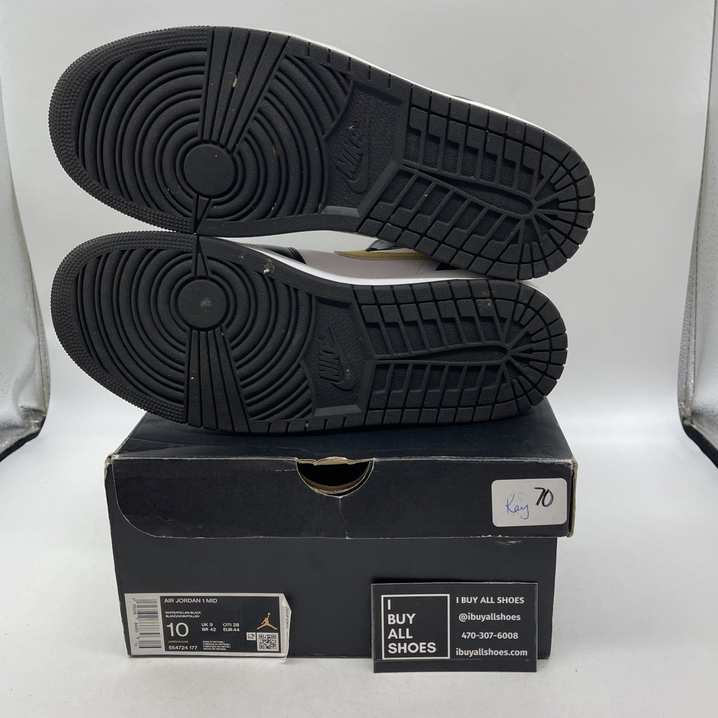 Size 10 - Air Jordan 1 Mid Black University Gold (554724-177)