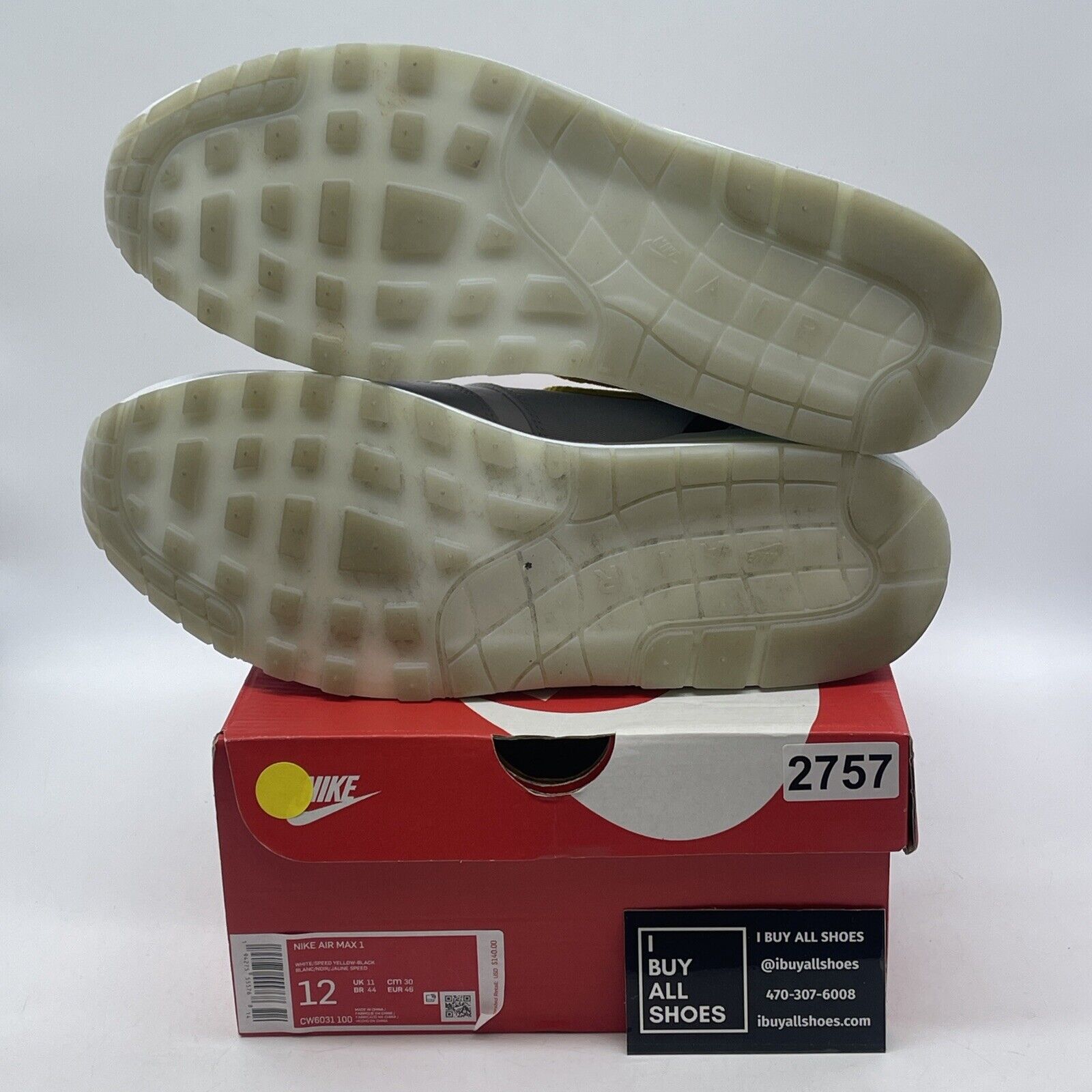 Size 12 - Nike Air Max 1 Daisy White Grey Yellow Suede (CW6031-100)