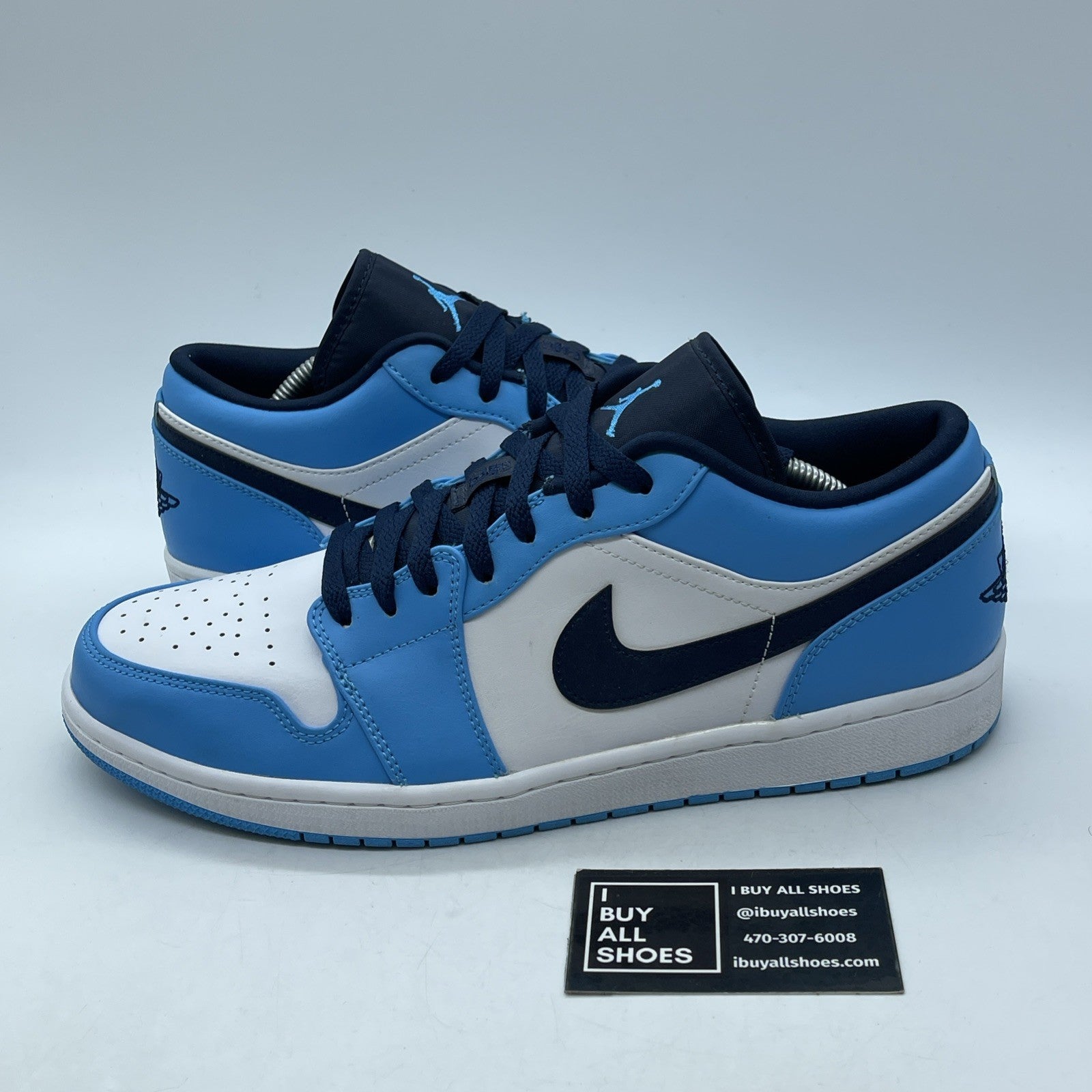 Size 12 - Jordan 1 Low UNC 2021 Black University Blue White (553558-144)