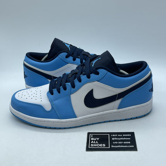 Size 12 - Jordan 1 Low UNC 2021 Black University Blue White (553558-144)