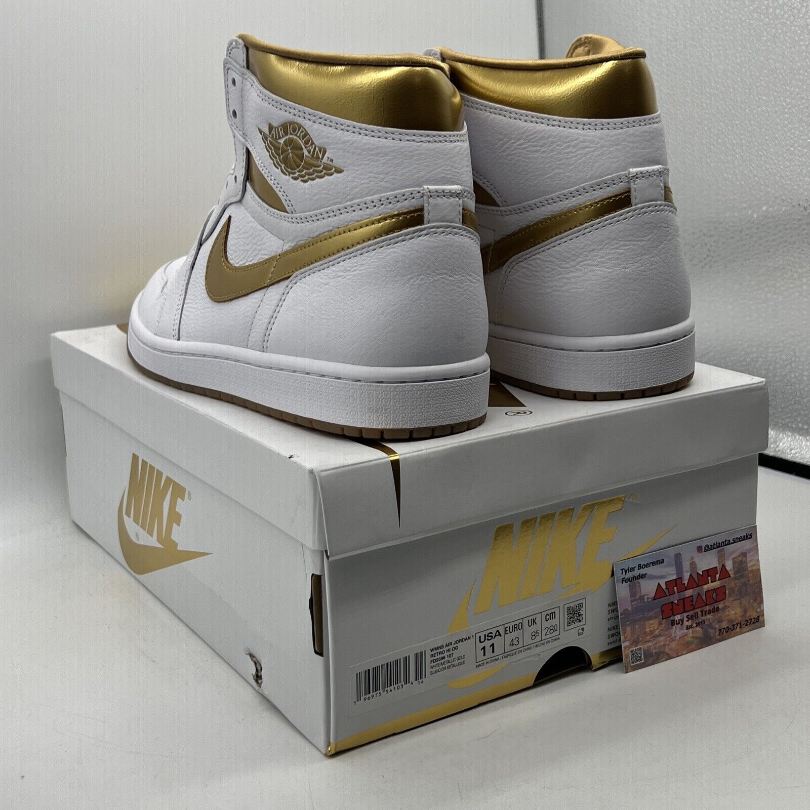 Size 11 - Air Jordan 1 Retro OG High Metallic Gold W Leather White (FD2596-107)