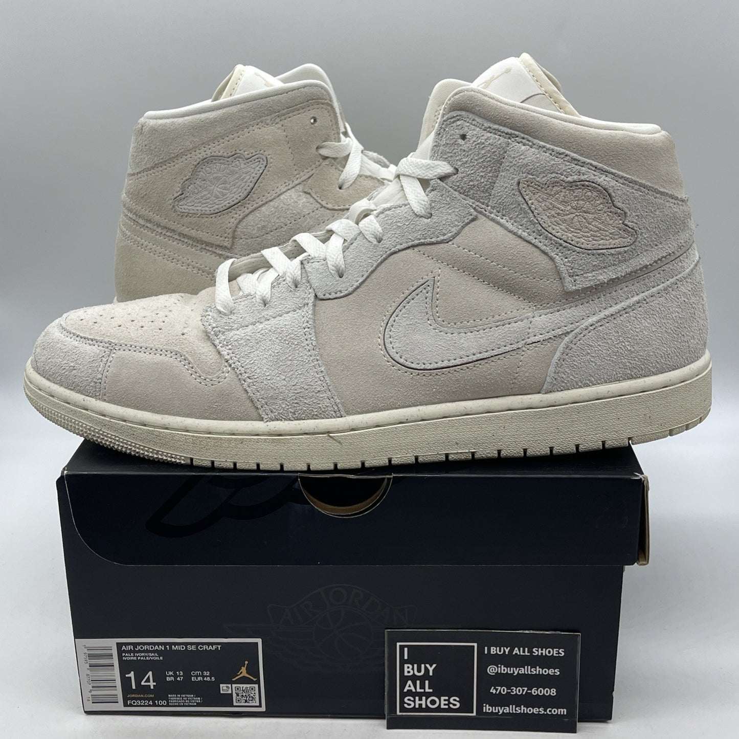 Size 14 - Air Jordan 1 SE Craft Mid Pale Ivory (FQ3224-100)
