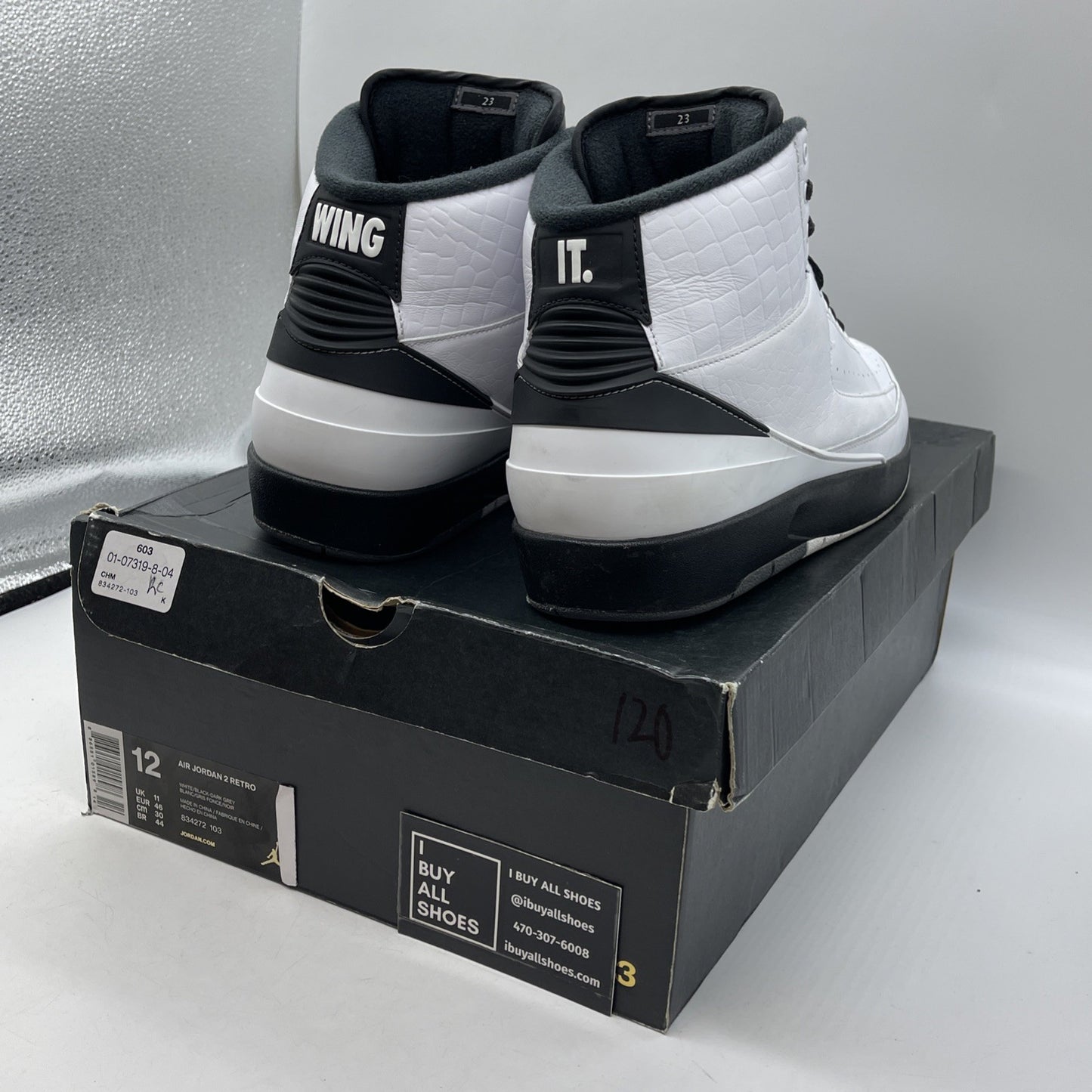 Size 12 - Air Jordan 2 Retro Wing It Black White Leather (834272-103)