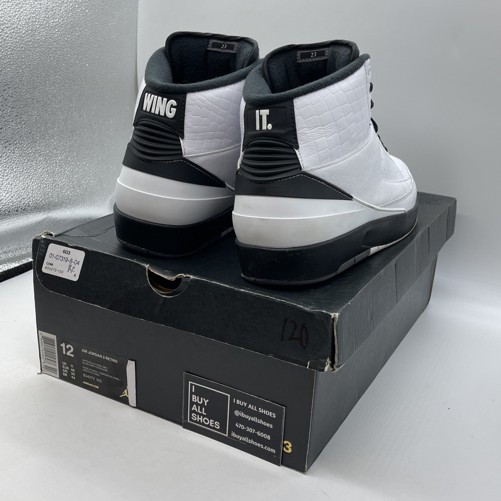 Size 12 - Air Jordan 2 Retro Wing It Black White Leather (834272-103)