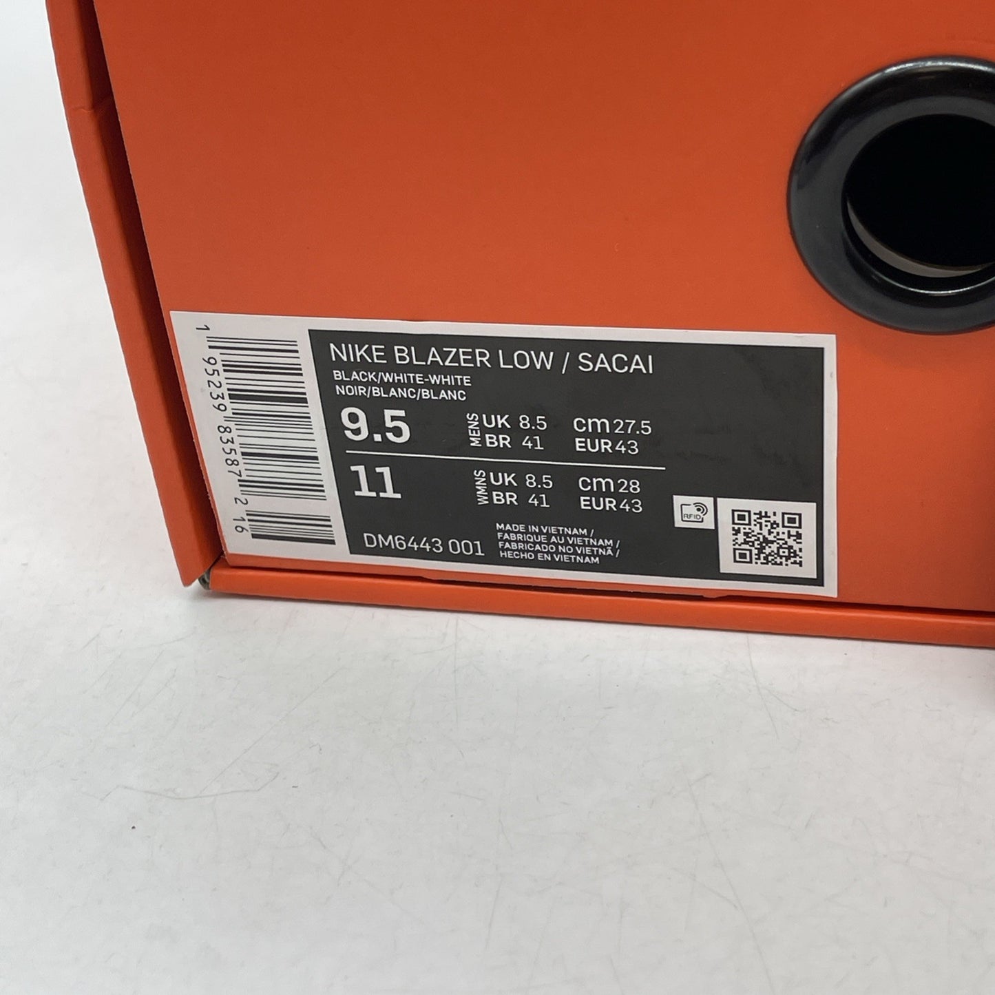 Size 9.5 - Nike sacai x Blazer Low Black Patent (DM6443-001)