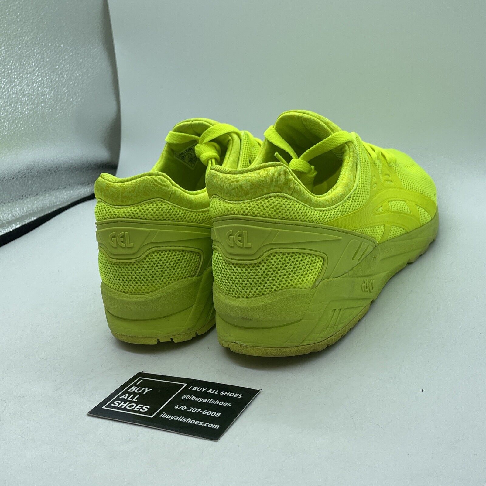 Size 12 - asics gel kayano evo neon green Suede Leather  (H51DQ)