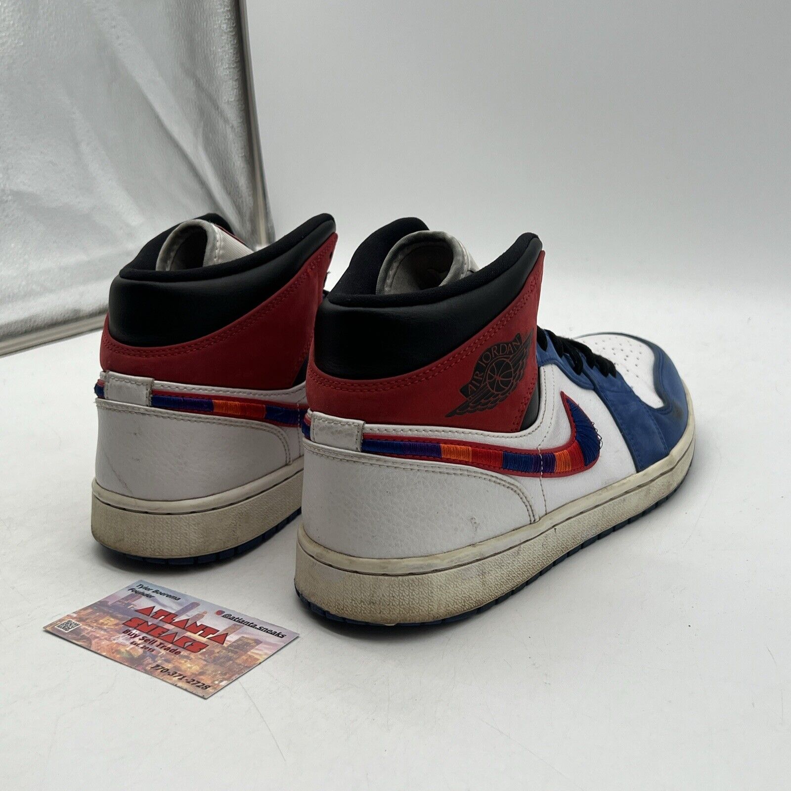 Size 10 - Air Jordan 1 Mid Multicolored Swoosh Blue Red White (852542-146)