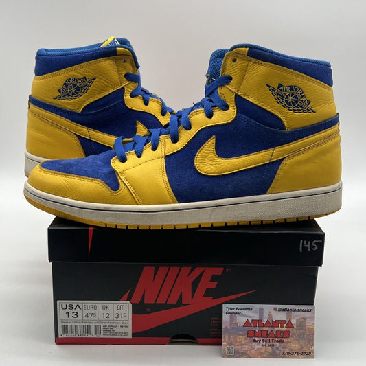 Size 13 - Air Jordan 1 Retro OG High Laney Blue Yellow White (555088-707)