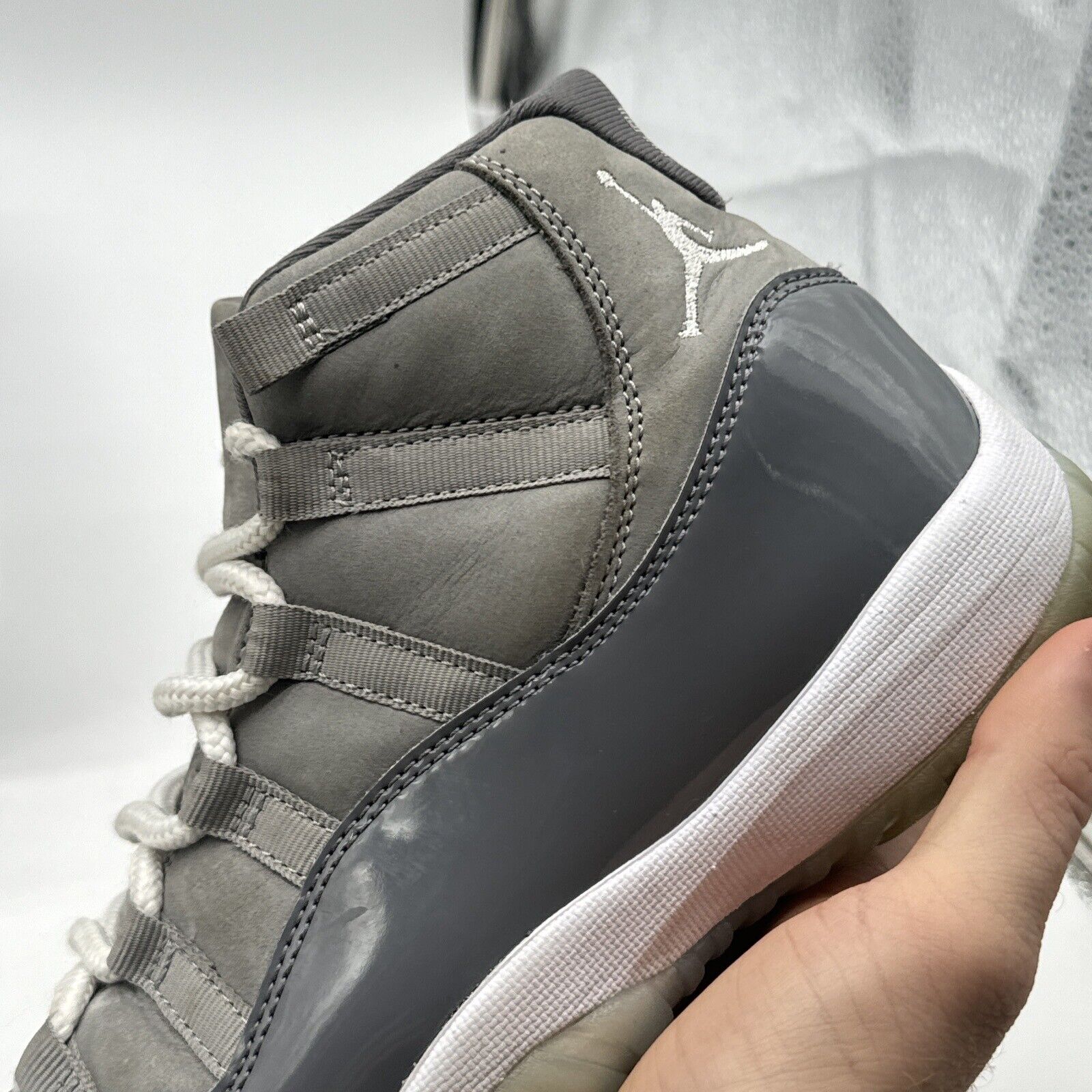 Size 8 - Jordan 11 Retro High Cool Grey Patent Leather N Suede All Grey Icy Sole