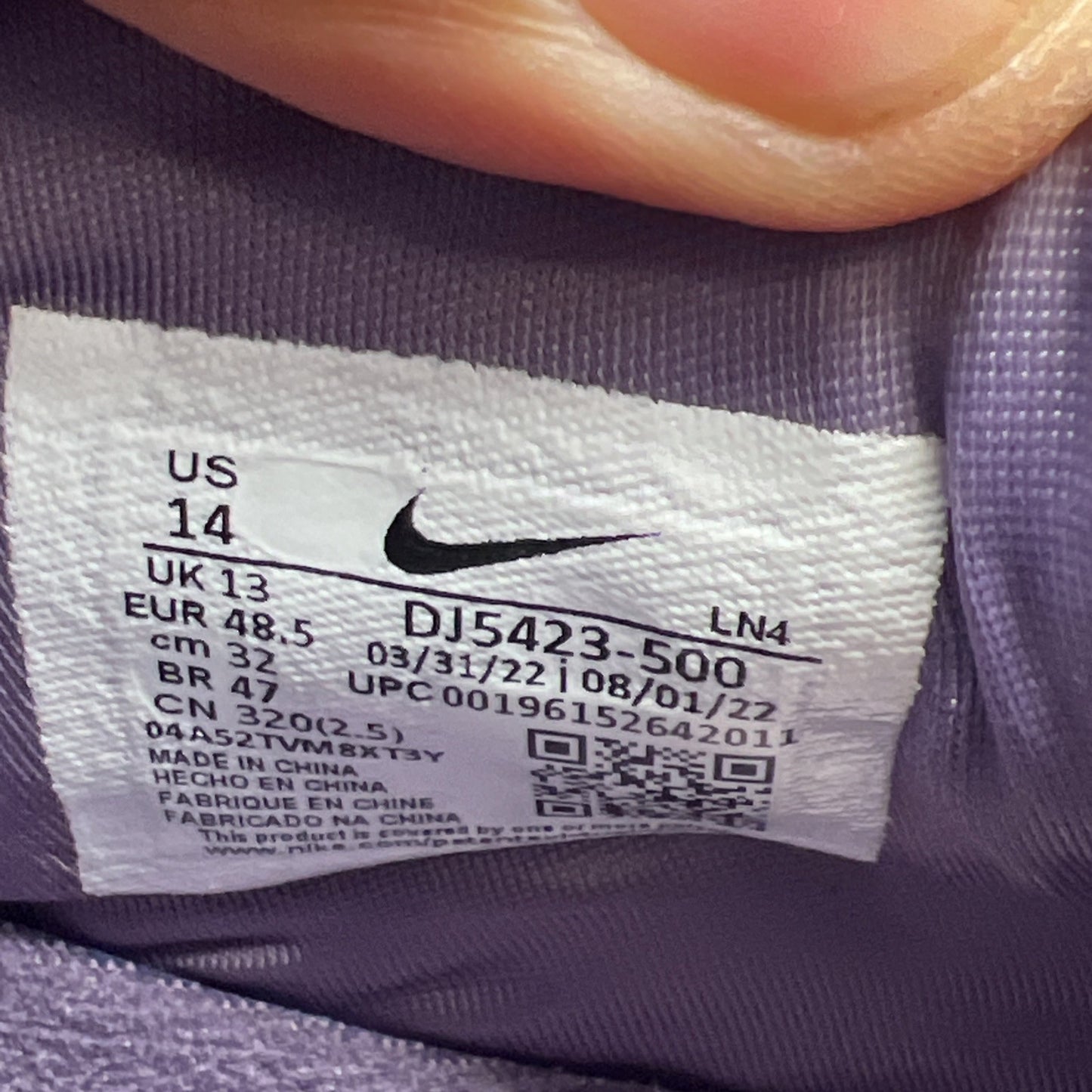 Size 14 - Nike LeBron 20 Low Purple And Gold (DJ5423-500)