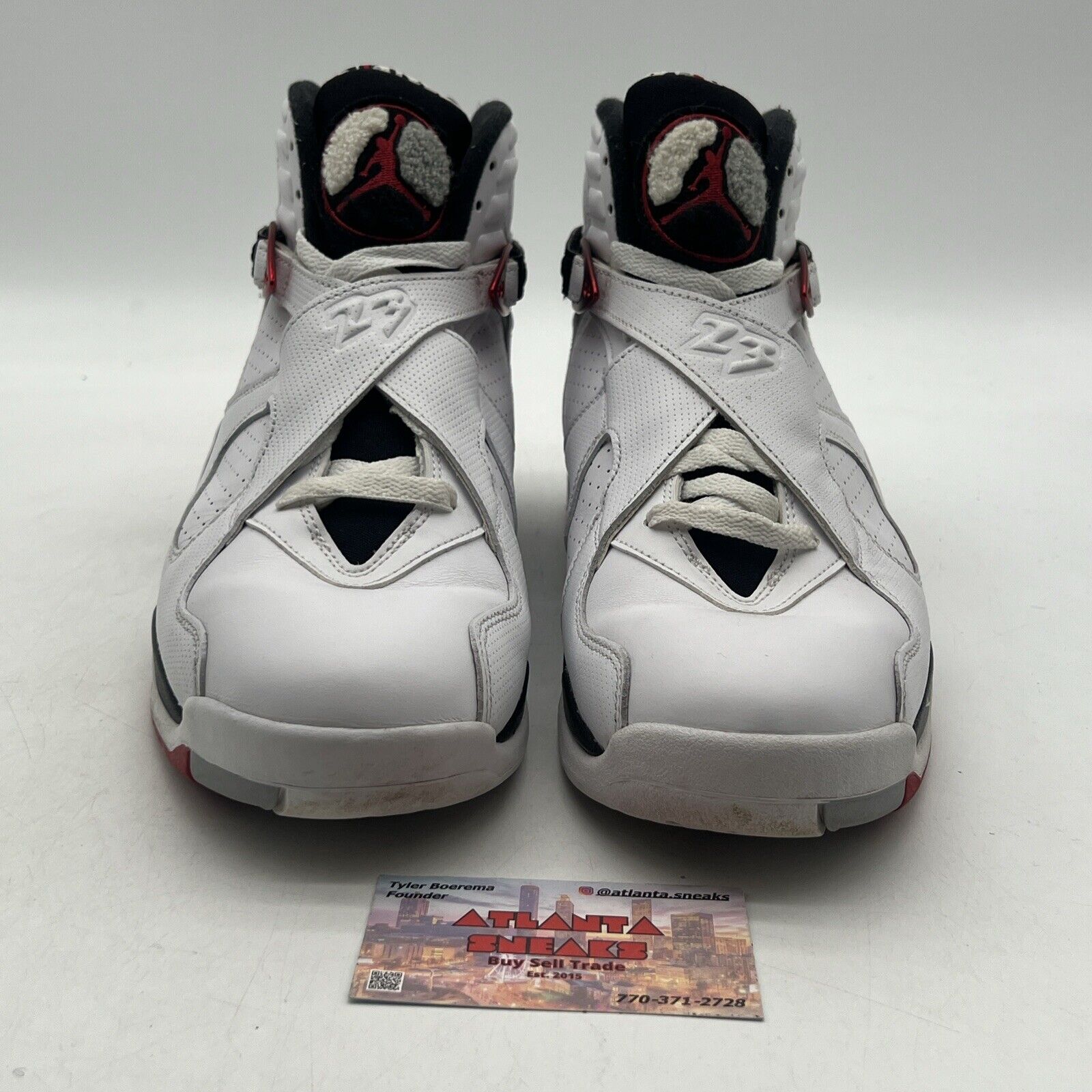 Size 10.5 - Air Jordan 8 Retro Alternate Black Red Leather White (305381-104)