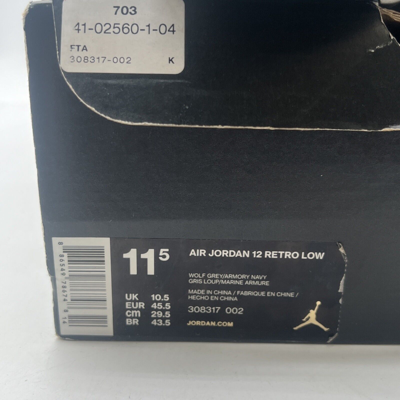 Size 11.5 - Air Jordan 12 Retro Low Wolf Grey (308317-002)