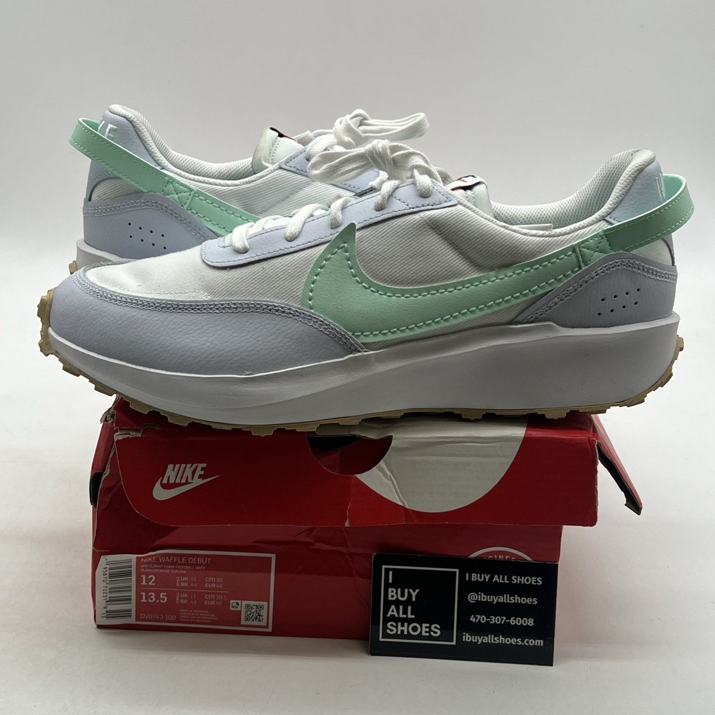 Size 12 - Nike Waffle Debut White Mint Foam Gum (DV0743-100)