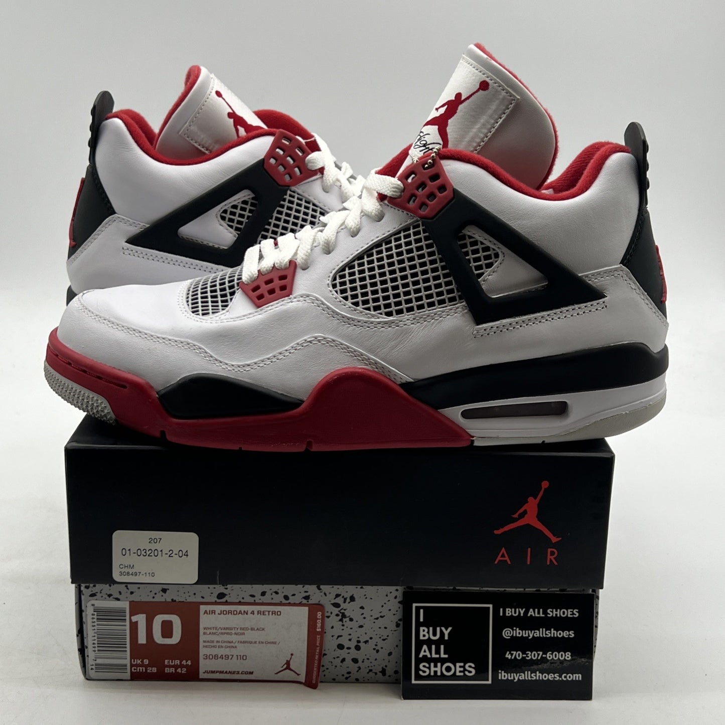 Size 10 - Air Jordan 4 Retro Fire Red 2012 (308497-110)