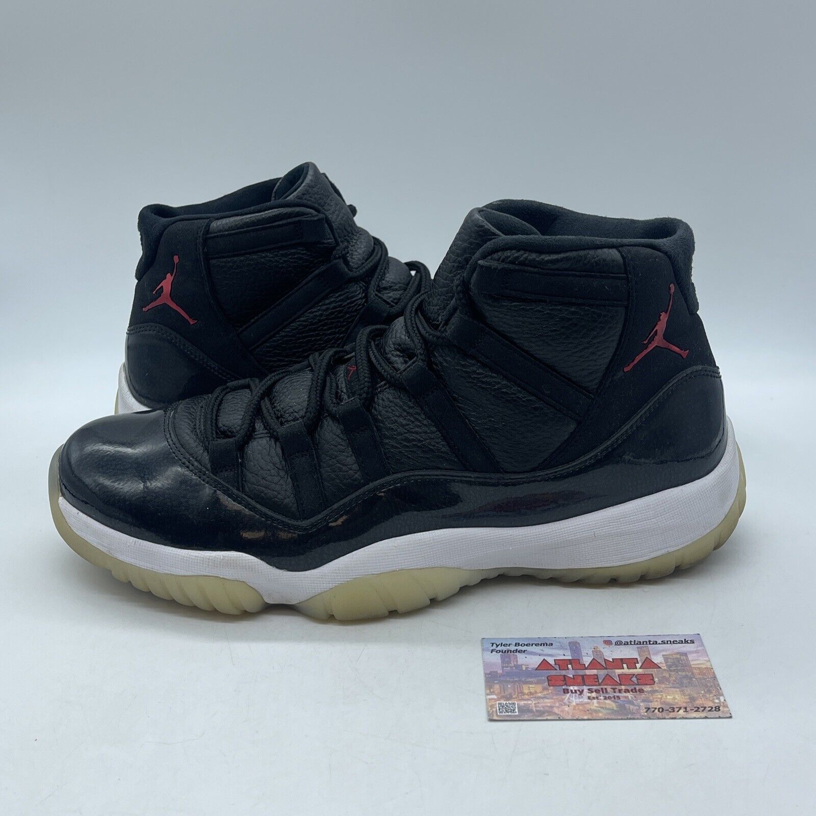 Size 12 - Jordan 11 Retro 72-10 2015 Black White Red Leather (378037-002)