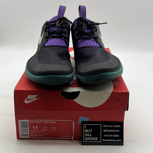 Size 11 - Nike Solarsoft Moccasin Black Turbo Green Purple (555301-015)
